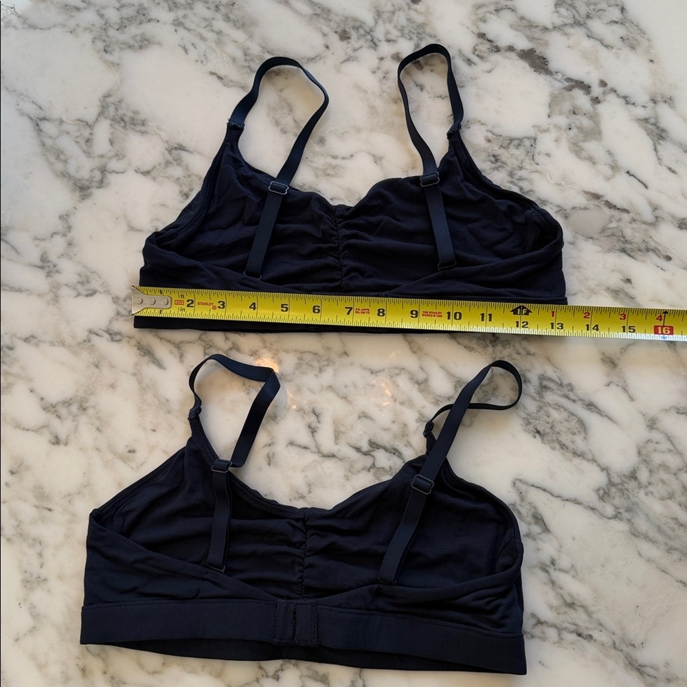 NWOT Quince Navy Blue Micromodal Ruched Bralette (2-pack) Sz M Adjustable - Picture 6 of 8